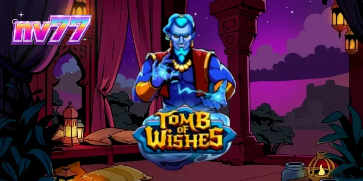 Tampilan visual slot Tomb of Wishes dengan latar belakang ruang harta karun Arab yang megah.