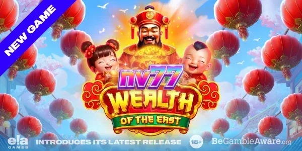 Tampilan visual slot Wealth of the East dengan lentera dan simbol keberuntungan oriental